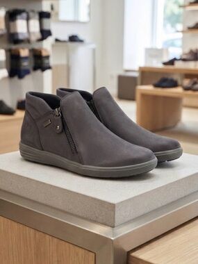 Remonte Softfoam Nubuck Leather Grey Flat Ankle Boots Shoes Size 41